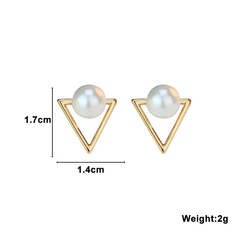 Small Triangle Stud Earrings for Women Imitation Pearl Tiny Earrings Korean Fashion Ear Jewelry Sweet Cute Ear Accessories