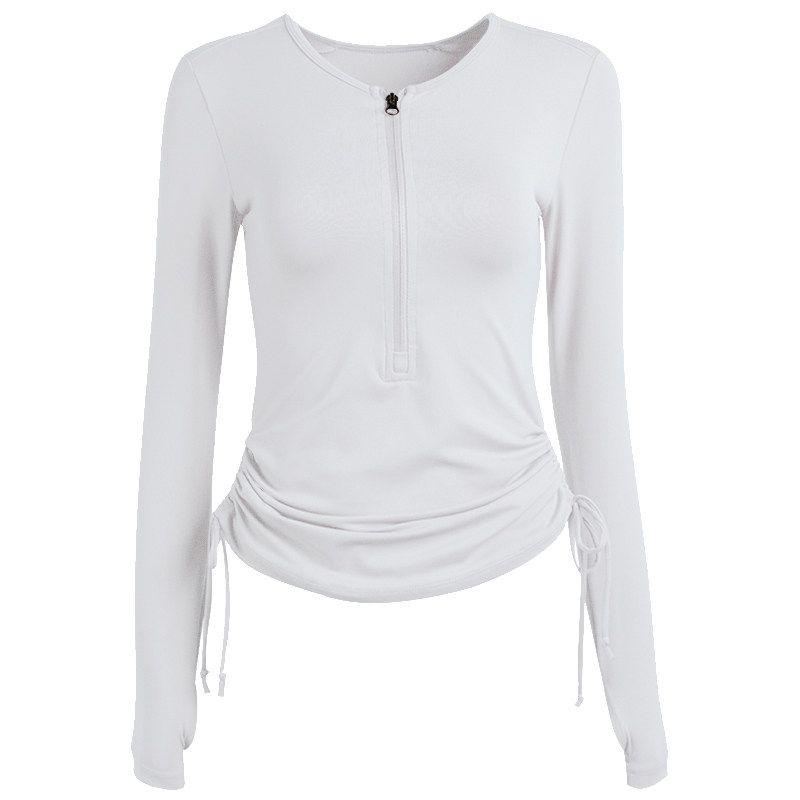 Color Discount 190804 Fashion Drawstring Long Sleeve Yoga Wear Casual Slim Fit and Quick-Drying Running Sports Workout Clothes for Women