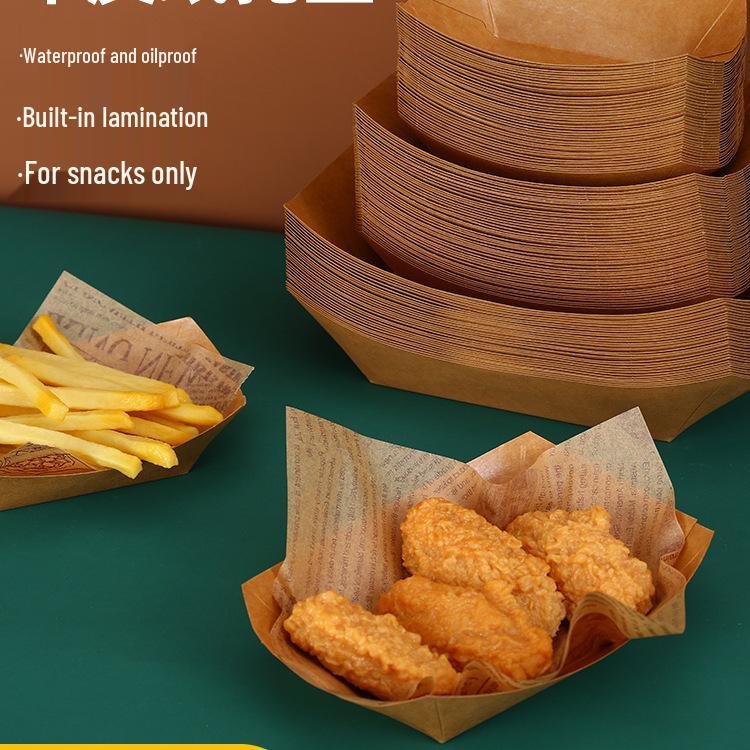 Kraft Paper Disposable Lunch Box - Rectangular Takeaway Box for Fried Chicken, Steak, BBQ, Snacks, and Meals