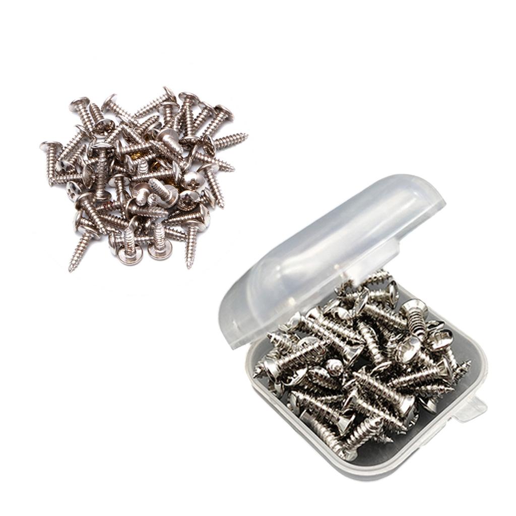 50Pcs Electric Guitar Bass Pickguard Screws Scratch Plate Mounting Screws Replacement Metal Pick Guards Screws