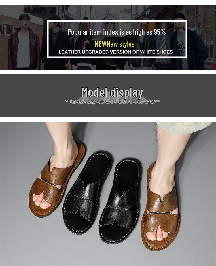 Men's Korean Style Summer Sandals: Non-slip, Trendy, Single Strap Beach Slippers