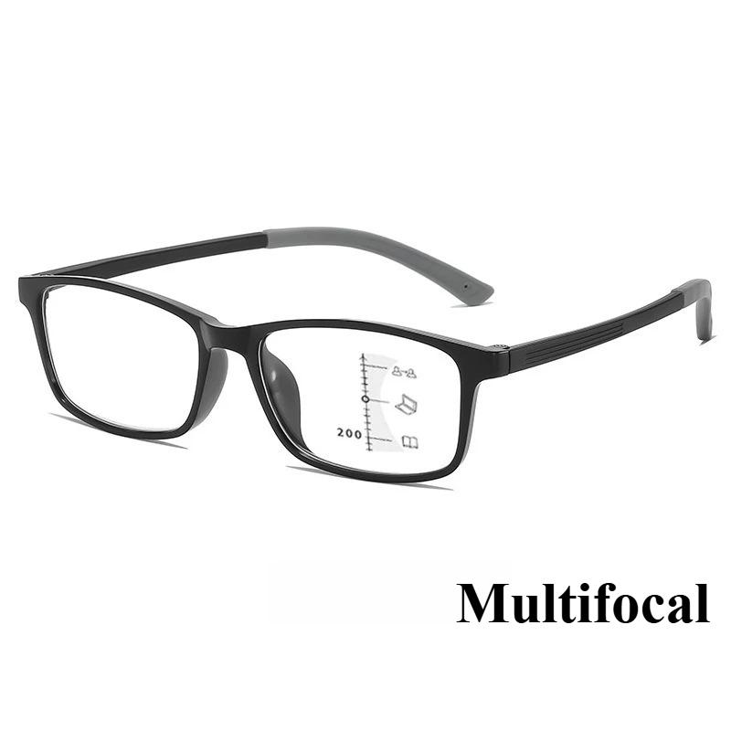 Neutral Classic Square Frame Multifocal Reading Glasses Ultralight Sports Anti-Slip Anti-Blue Light Presbyopia Glasses