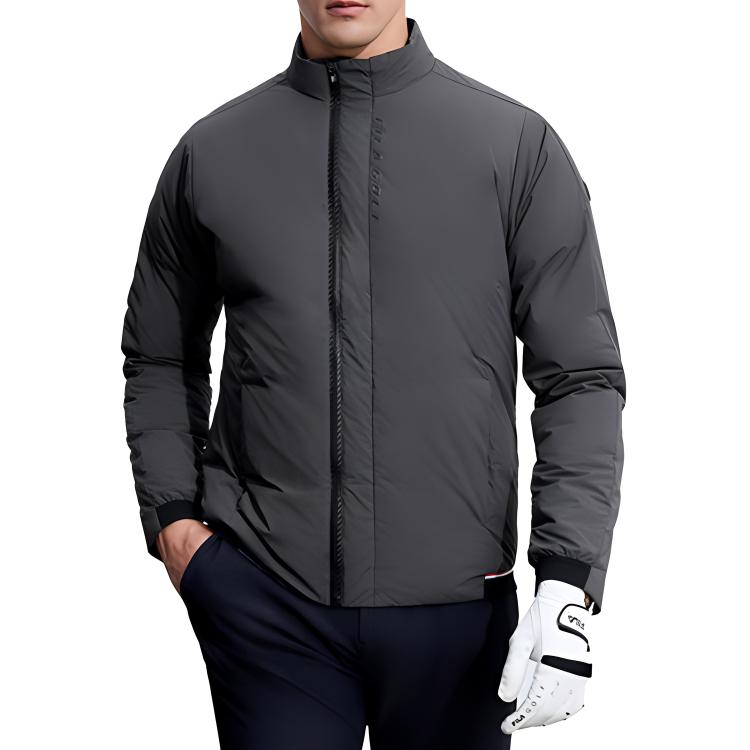 FILA 2023 Winter New Lightweight Down Jacket Golf Sports Basic Stand Collar Top Men Tops Black A11M345917F-BK