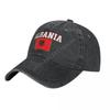 Unisex Adult Albania Flag Charcoal Washed Denim Baseball Cap Unisex Classic Vintage Cotton Dad Trucker Hat