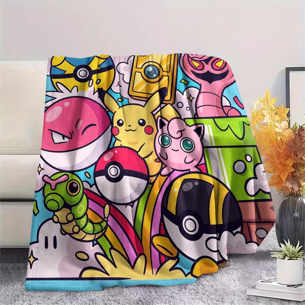 Pokemon Pikachu Print Flannel Blanket, Ultra Soft High Quality All Seasons Warm Throw, Home Decor Cozy Blanket, Perfect Christmas Gift