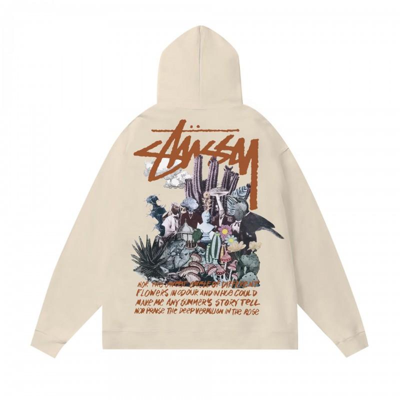 Classic Print Hooded Sweatshirt Teens Unisex Loose Fit Cotton Pullover Streetwear