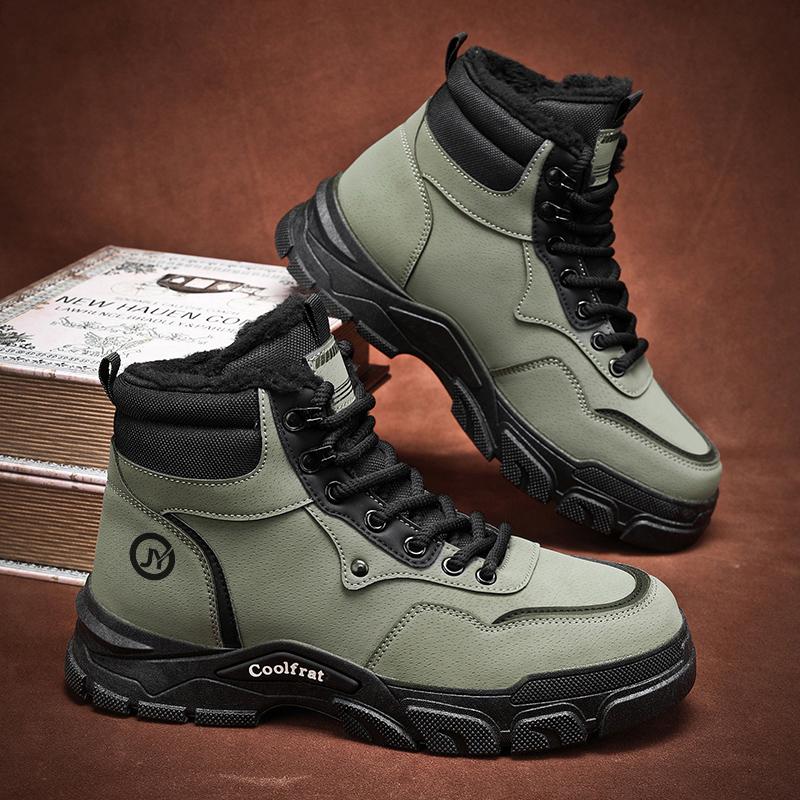 

Outdoor Men Ankle Boots Winter Plush Warm Snow Boots Non-slip Cotton Boots Lightweight Work Boots Sneakers Climbing Hiking Shoes 39 зелёный