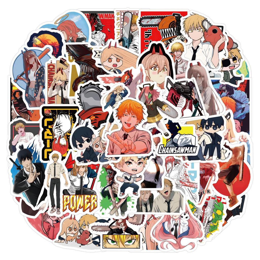 60 Waterproof Chainsaw Man Cartoon Stickers for Decoration - Perfect for Stationery, Water Bottles, Laptops