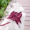 Cute Bow Cat Harness Adjustable Kitten Harness Glossy Cat Harness with Leash for Kittens Adult Cats Party Outdoor Walks