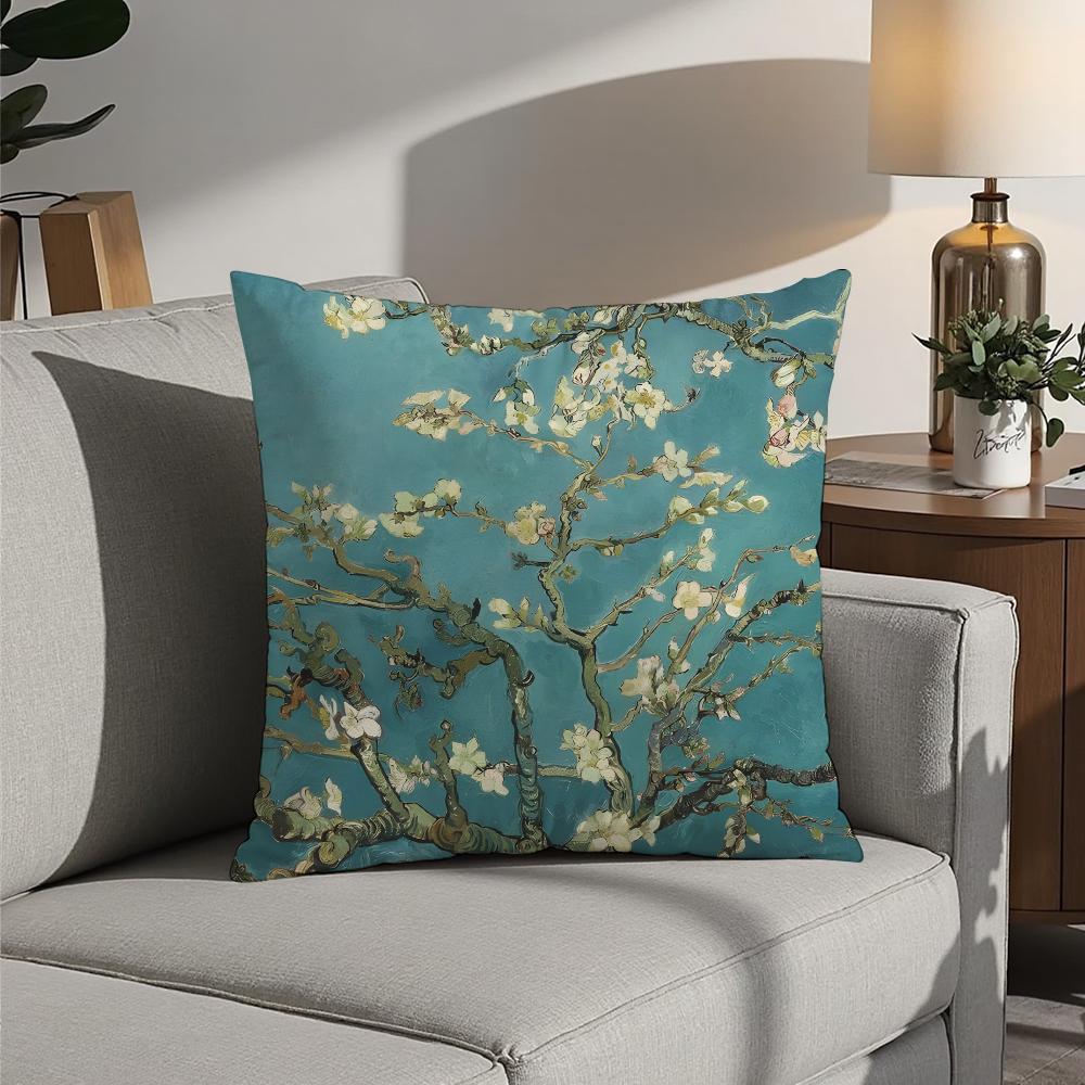 Starry Sky Van Gogh Art Oil Painting Pillow Case 3D Print Polyester Fiber 40*40Cm Home Sofa Throw Decoration Festival Gift