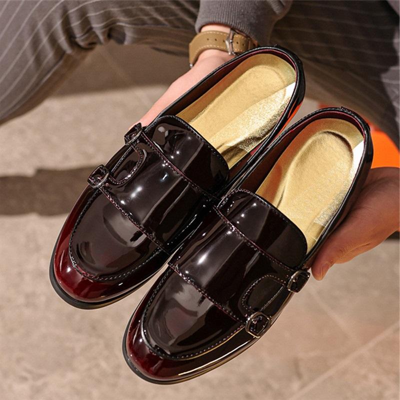 Designer New Fashion Men Mirror Patent Leather Dress Casual Shoes Monk Strap Loafers Party Wedding Dress Homecoming Footwear