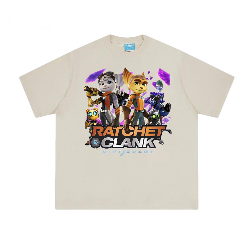 Koszulka Ratchet & Clank Rift Apart 100% Bawełna Nadruk Gra Strzelanka Okrągły Dekolt Koszulka Letnia Wysokiej Jakości Wygodne Topy