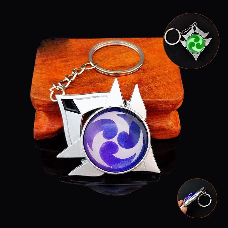 Seven Impact Genshin Elements Keychain Geo Anemo Electro Dendro Hydro Pyro Cryo