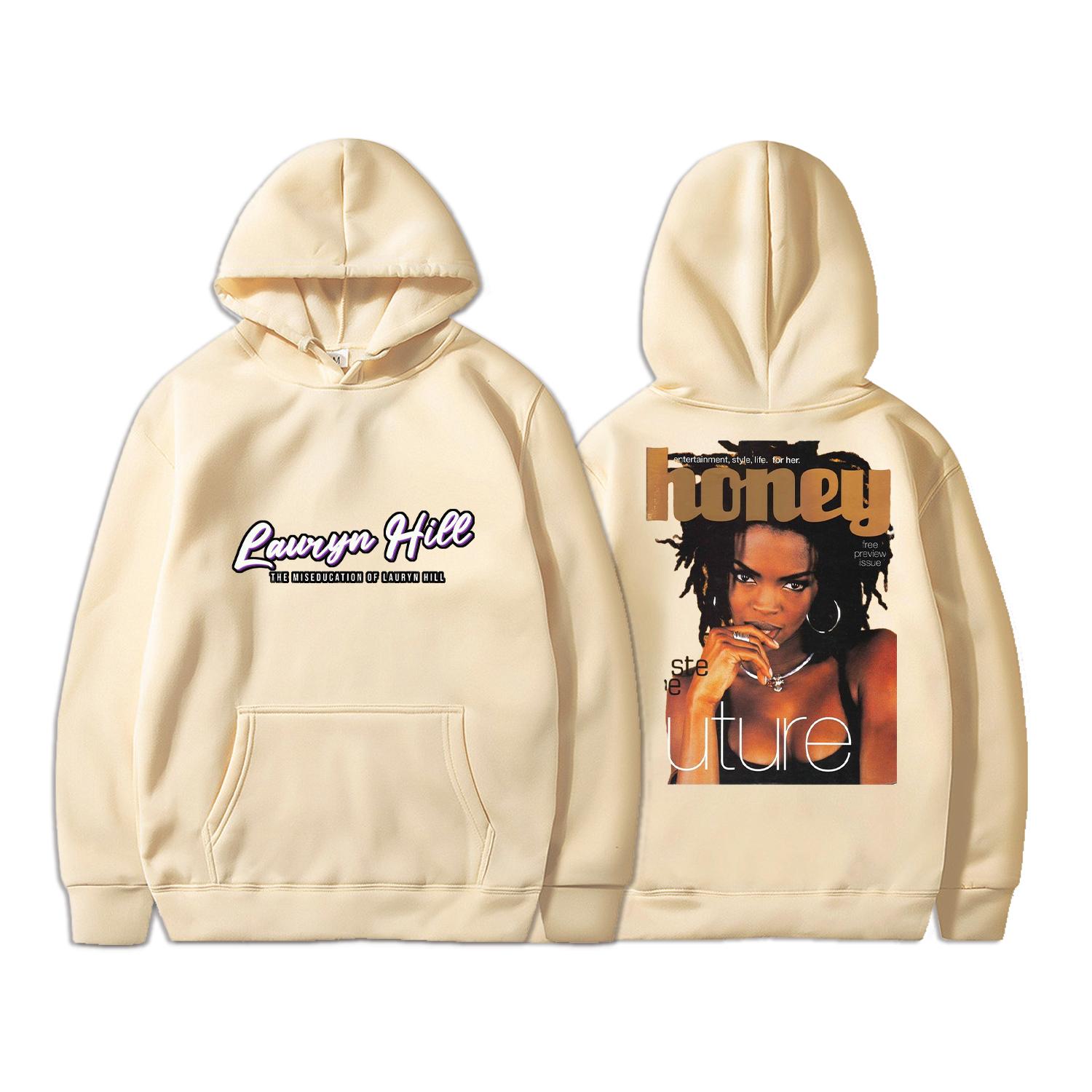 Унисекс 90-е годы Singer Lauryn Hill Толстовка с графическим принтом Толстовки Lauryn Hill Хип-хоп Винтажная толстовка Унисекс Уличная одежда Унисекс для женщин с капюшоном 2XL 4999₽