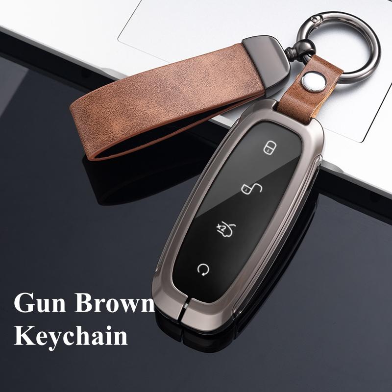 

Металлический сплав цинка, автомобильный смарт-чехол для дистанционного ключа, защитный держатель, сумка для DENZA D9 2022, автомобильный Стайлинг, брелок, аксессуары коричневый