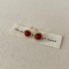Simple And Compact Ankara Red Zircon Pearl Stud Earrings Women'S French Retro Elegant Fashion Versatile Earrings