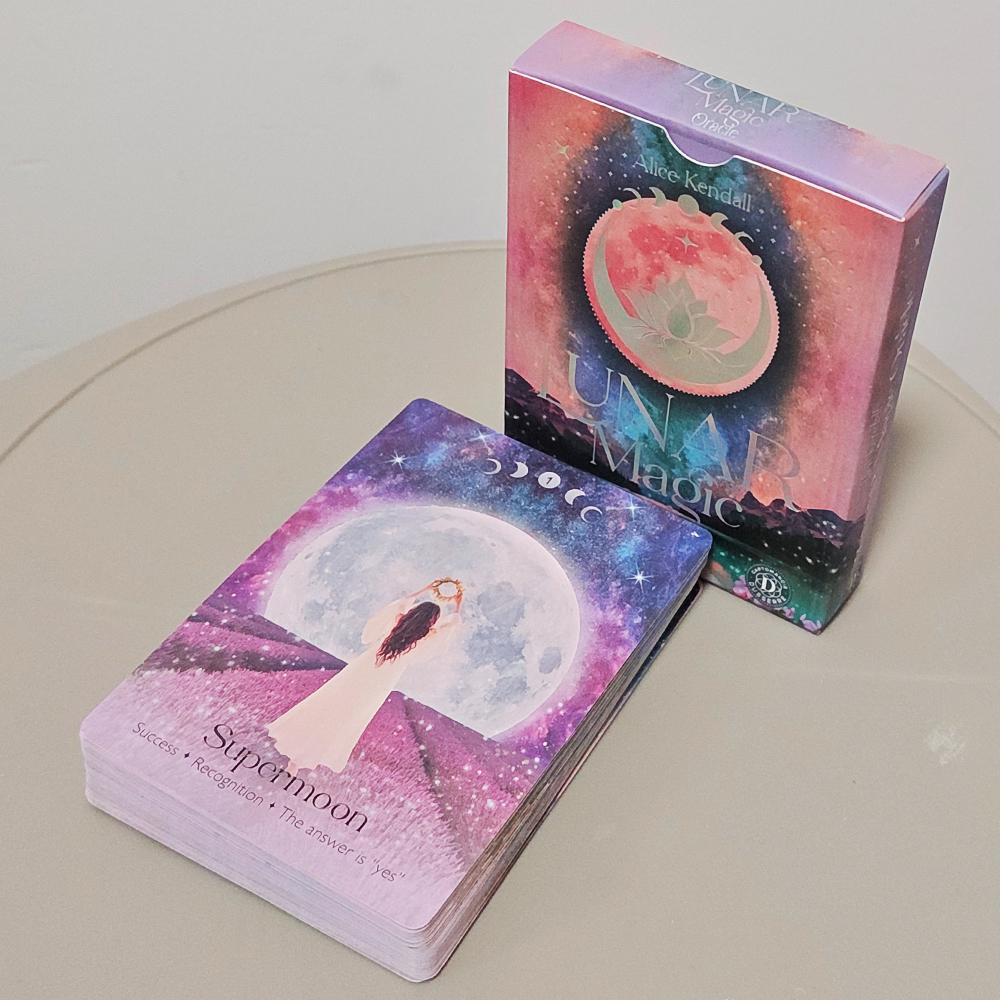 Lunar Magic Oracle Deck 40 Moon Cards Double-embossed, Moon Phases, Goddesses, Sacred Animals, Plants Spiritual Gift 10.5*7.5cm разноцветный
