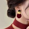 Ankola red asymmetric disc earrings niche unique velvet stud earrings new explosion premium earrings