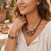 Wood Beads Boho Necklace Set Cord Vintage Wooden Bead Jewelry Wooden Bead Jewelry Set  Boho Styling