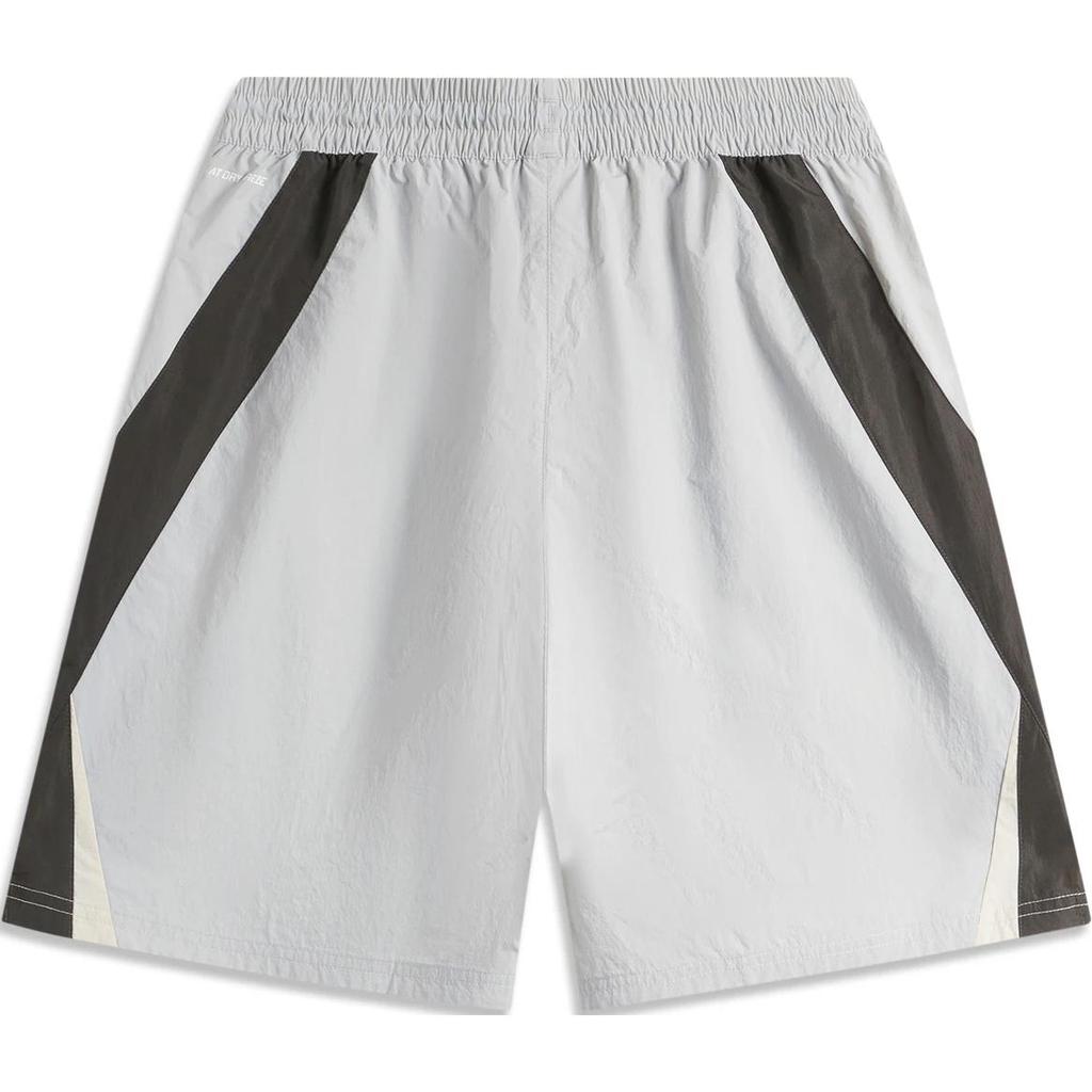 Li Ning Bad Five Basketball Serie Gespleißte Mittelhohe Taille Kordelzug Bequeme Atmungsaktive Lockere Sportshorts Herrenshorts Nebelgrau AKSU445-3