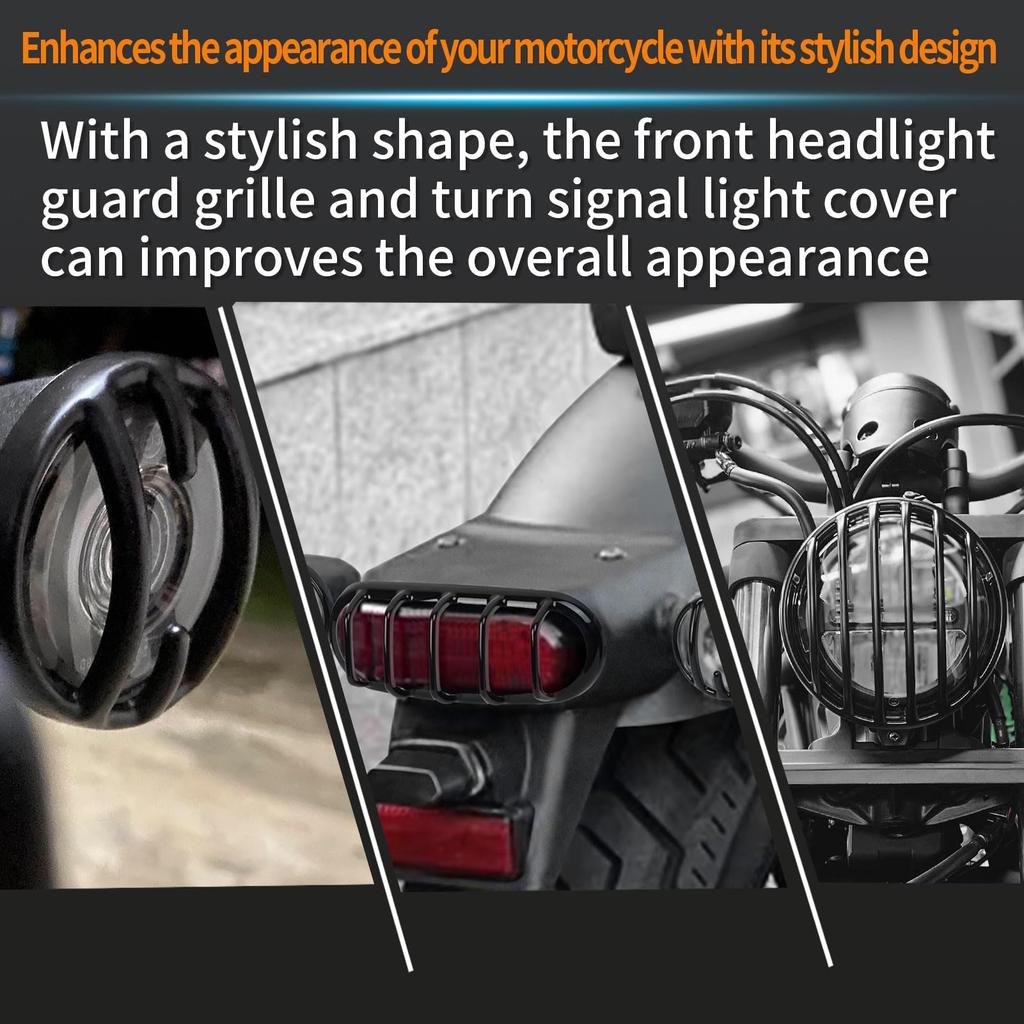 Midimttop Front Headlight Grille Cover Front Rear Turn Signal Headlamp Lens Light Cover Indicator