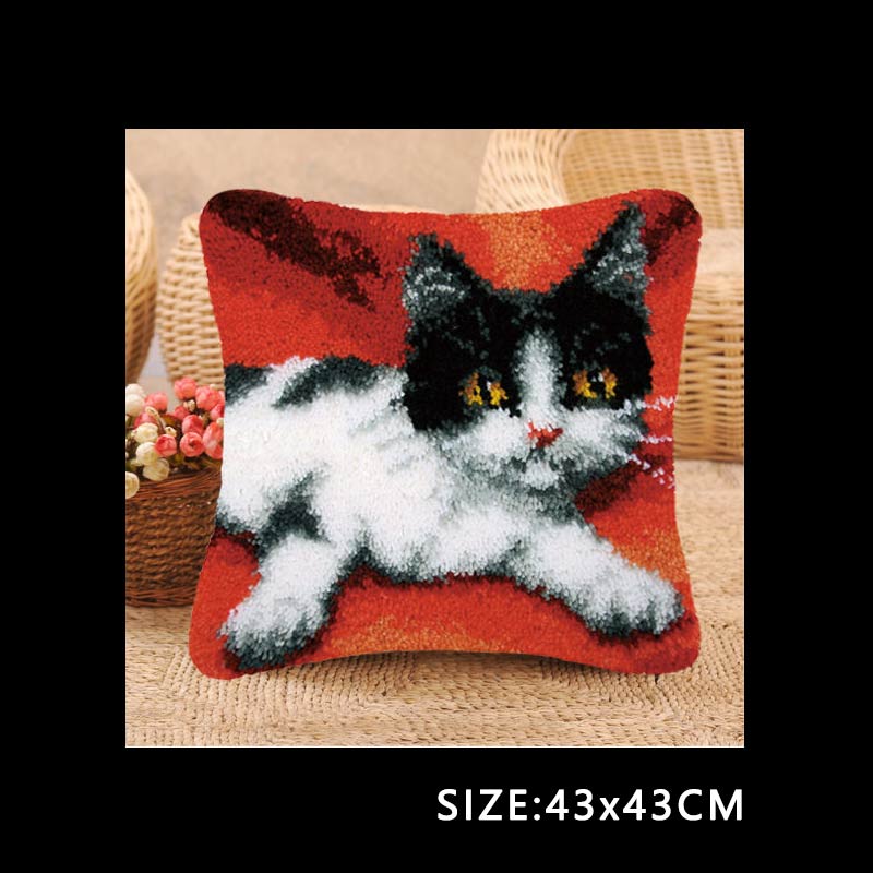 

Nicediy Handmade Pillow Cushion Latch Hook Kit Mat DIY Embroidery Needlework Crochet Pillows Kits Unfinished Accessories 43X43cm