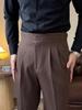 Ruishen Clothing Italian-Style Gurkha High-Waist Straight-Leg Casual Suit Pants