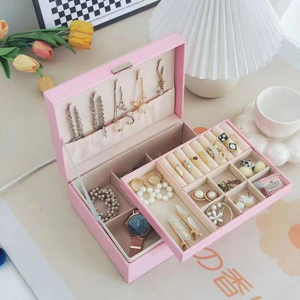

High-end Jewelry Box, Stud Earrings, Earrings, Necklaces, Rings, Large-capacity Exquisite Gold Jewelry Storage Box.