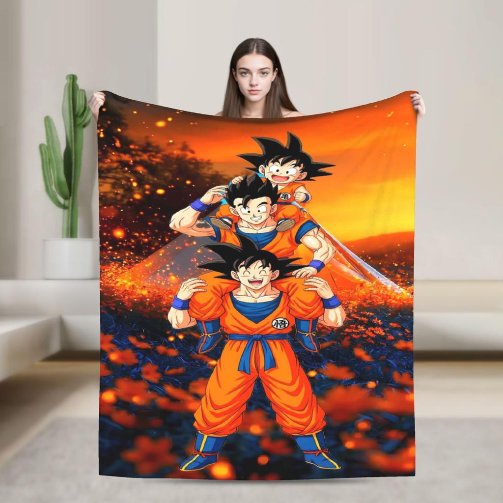 D-Dragons Ball Anime Flannel Blanket Super Soft Throw Blanket for Home Decor Decorative Street Trend Bedspread Sofa Bed Cover
