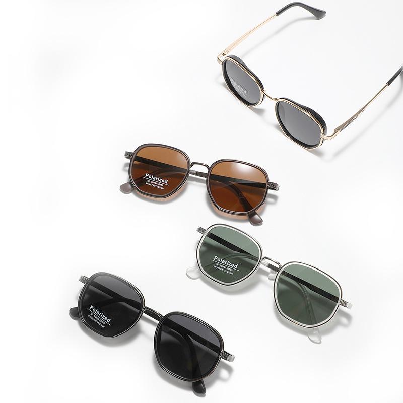 Glasses Material Tac Polarized Sunglasses Men'S Driver'S Glasses Round Semi-Metallic Sunglasses Women