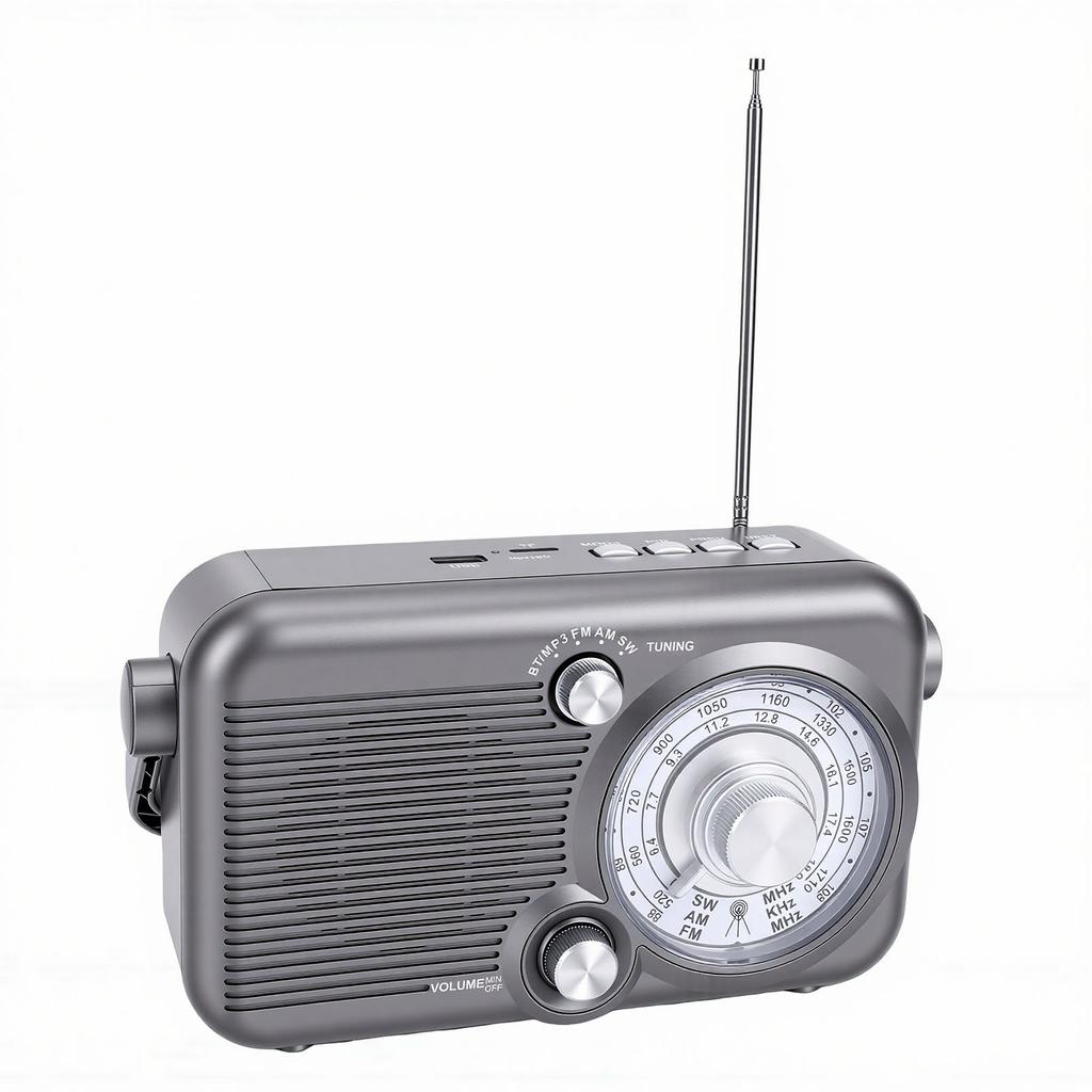 Portable AM FM SW Radio Transistor Radio 60W Retro Bluetooth Speaker with Headphone Jack USB Bluetooth MP3 Playback for