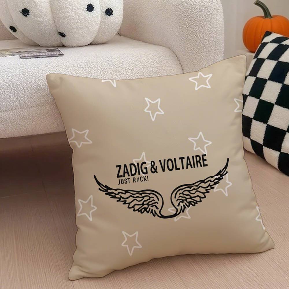 Fashion Z-Zadig And V-Voltaire Pillow Case Anti-dustmite Pillowcase Invisible Zipper Silky Short Plush Sofa Cushion Cover