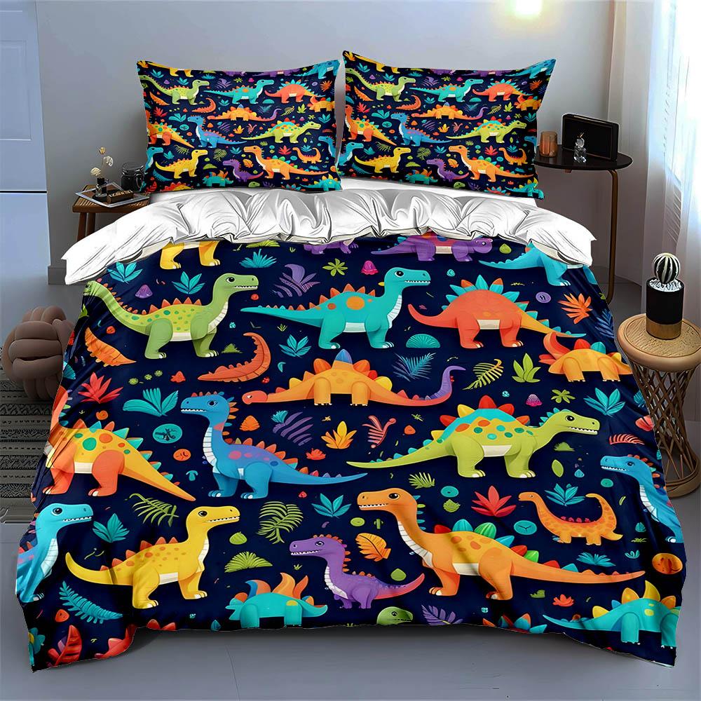 Colorful dinosaur pattern Bedding Duvet cover sets Duvet covers Pillowcases gifts (1 * Duvet Cover 2 * Pillowcases, without duvet insert)