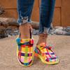 Fashion Women Flats Ethnic Rainbow Canvas Shoes Autumn New Casual Daily Flat Loafers Shoes Ladies Round Toe Multi-Color Sneakers Women