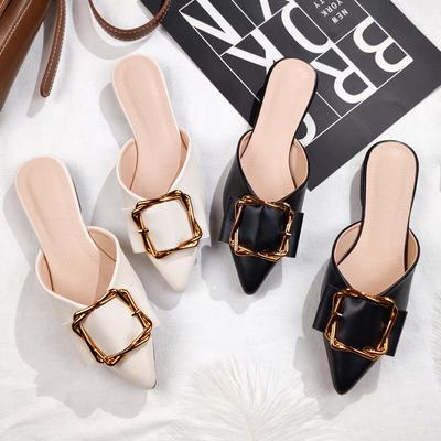 Sommer Neue Mode Outdoor Hausschuhe Weibliche Koreanische Ausgabe Spitzen Leder Flache Mädchen Mueller Schuhe Geschichte Kostenlose Lieferung