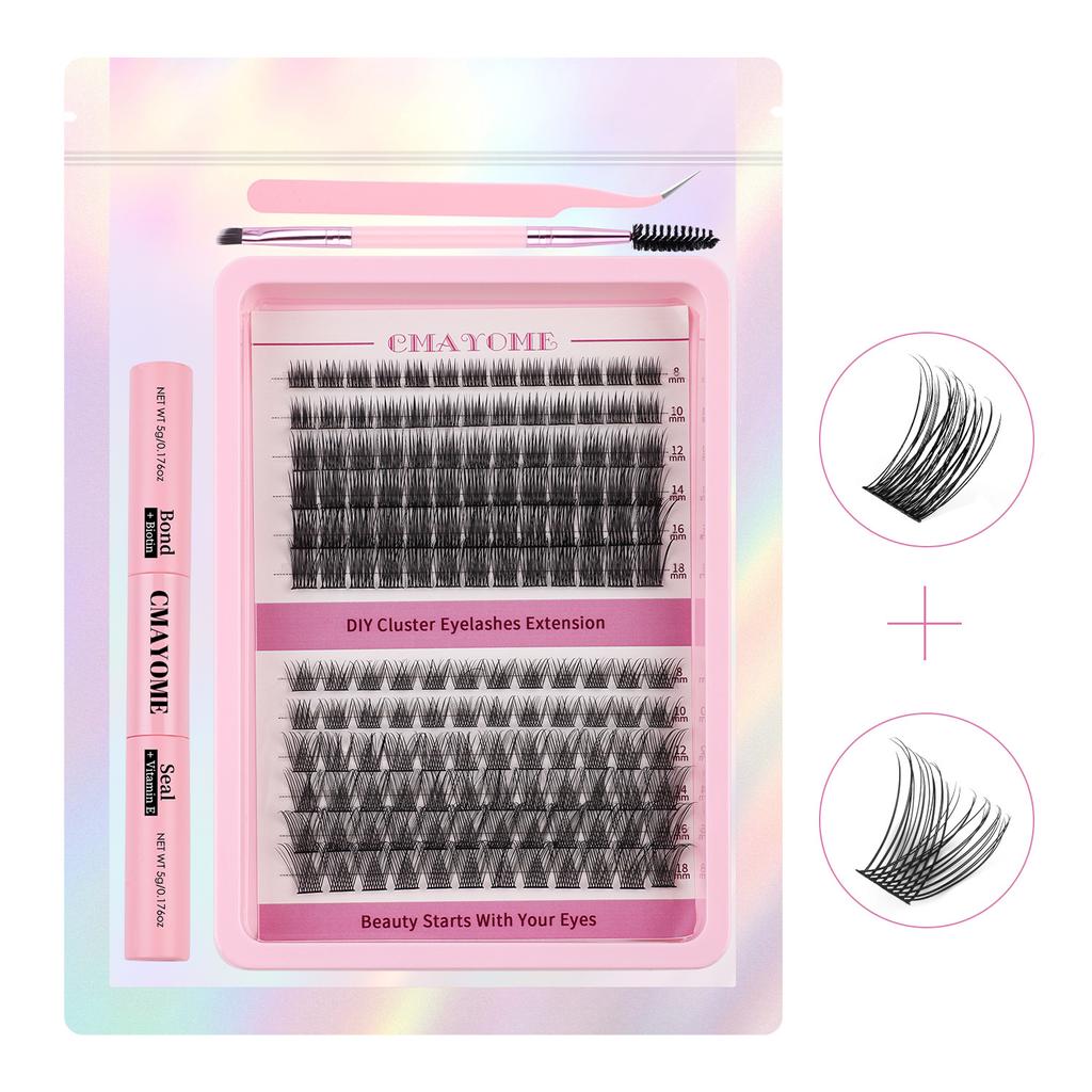 C Curvature Diy Segmented Single Cluster Of False Eyelashes 8-18Mm Thick Curled Eyelashes