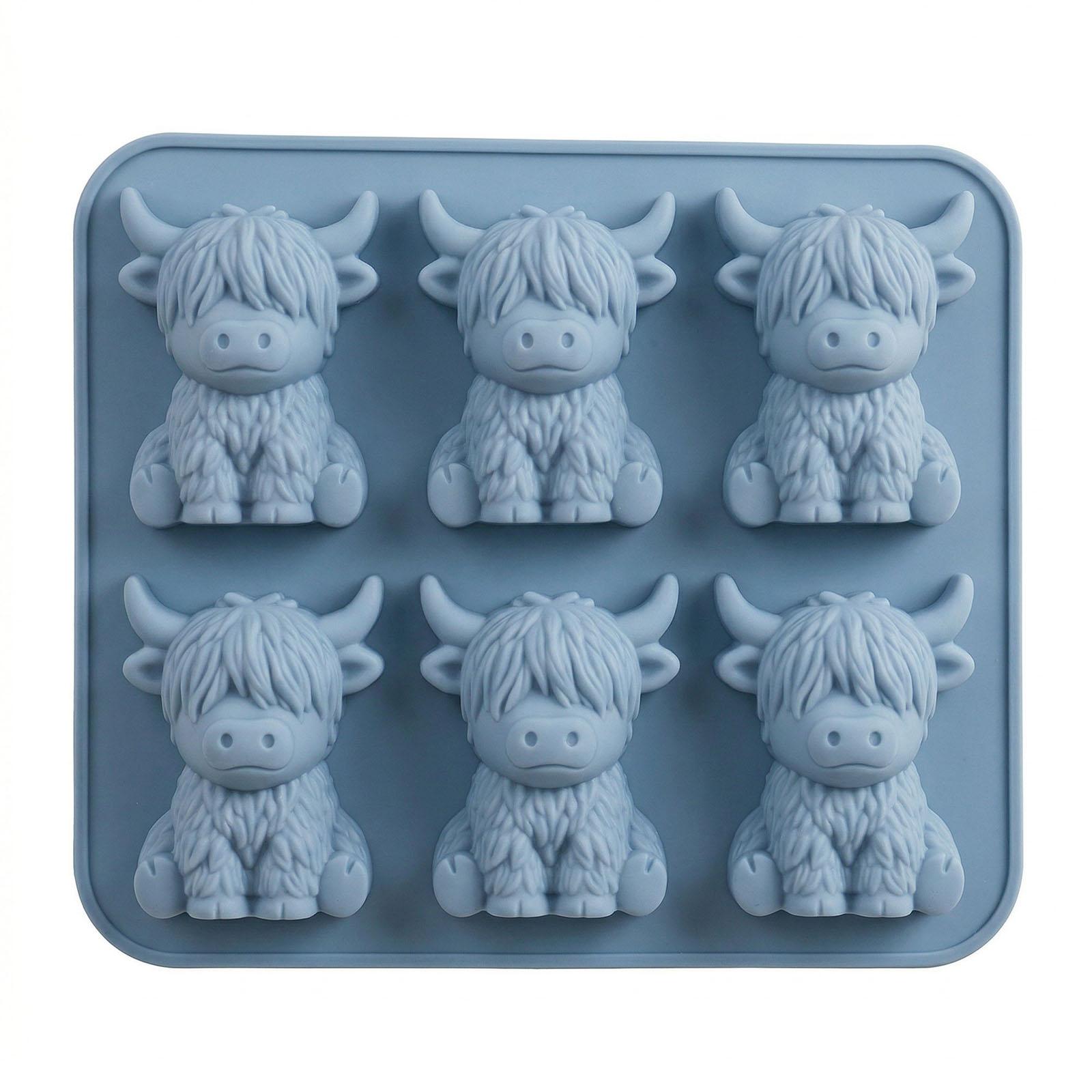 

Highland Cattle Casting Moulds Soft Elasticity Silicone Easter Plaster Mould 6 Cavities for Handmade Wax Soap Craft Home Decor