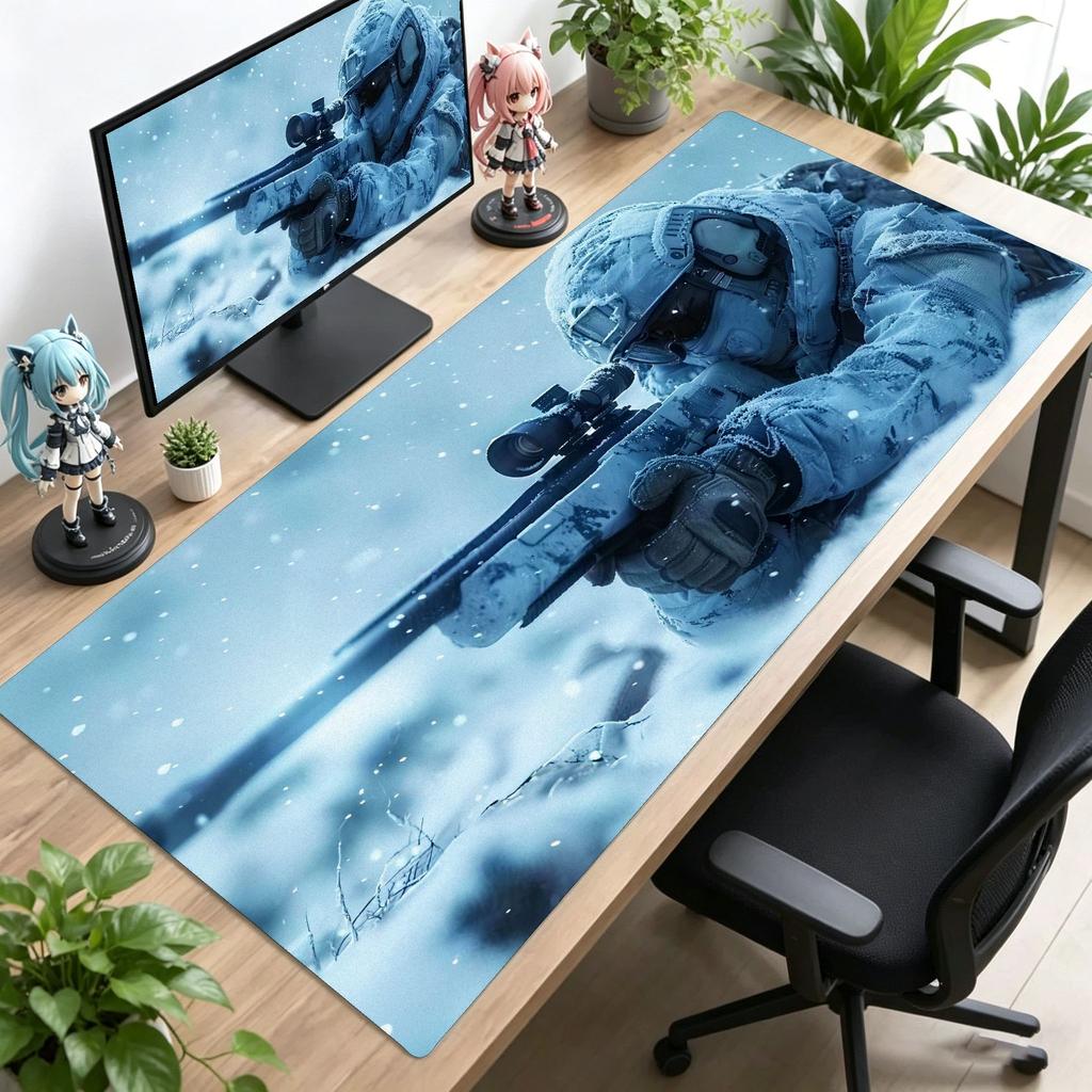 Large Mouse Pad Tactical Soldier Design NonSlip XXL Desk Pad Gaming Accessories Stitched Edges for Home and Game for Fps Gamer