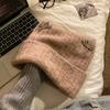 Bow Knitted Pullover Hat Fluffy Winter Wool Hat Keep Warm Cat Ears Beanie Hat  Girls