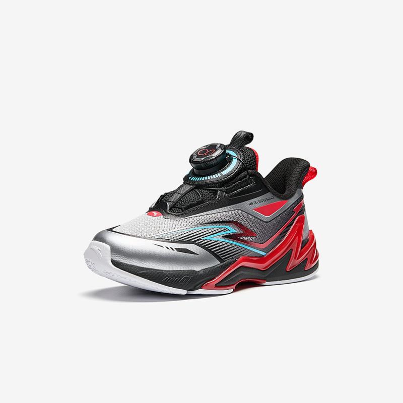 Anta Kids Synthetic Leather Fabric Comfortable Versatile Sports Shoes Kids Sneakers Black Silver Red 312519963-4