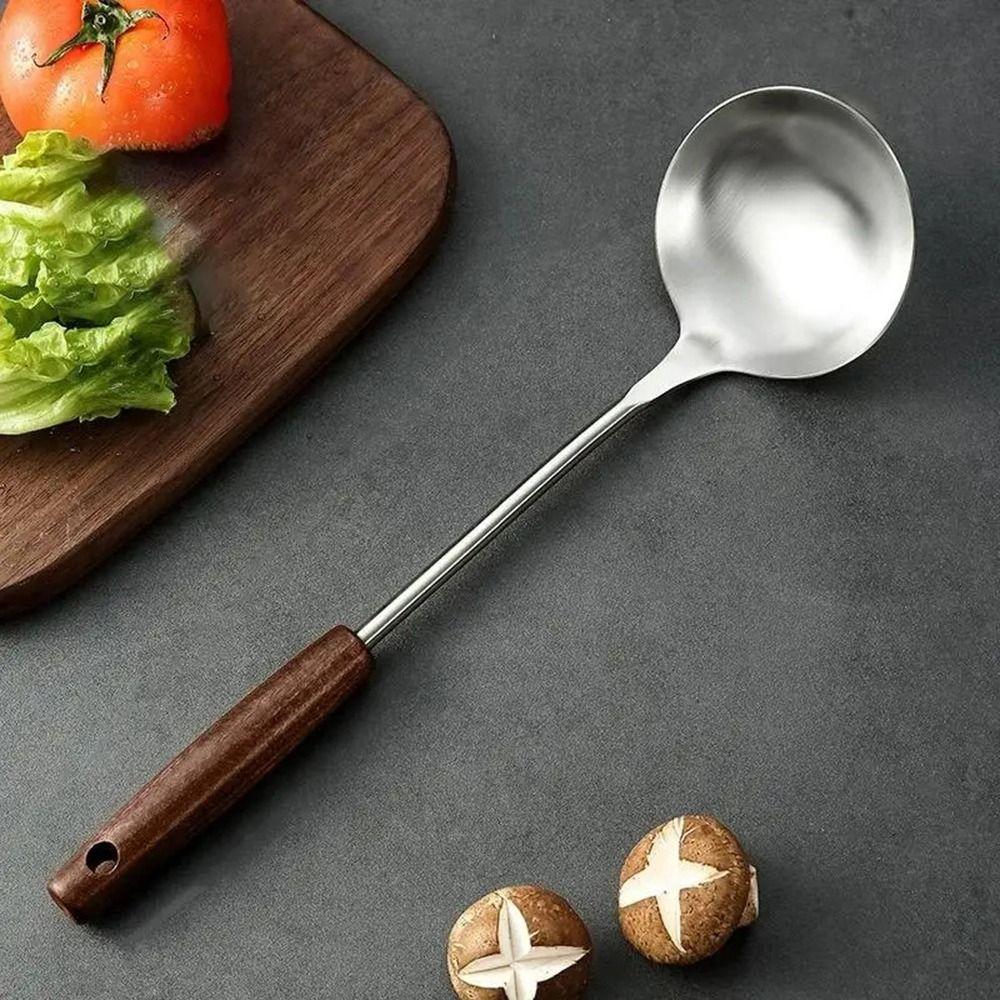Stainless Steel Spatula Wood Handle Kitchen Stir Fry Spoon New Cooking Spatula Kitchen Tools