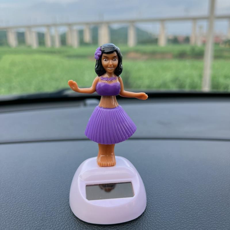Solar Automatic Swing Dancing Doll Ornaments Car Supplies Figurines Miniature Girl Car Creative Ornaments Car Home Decoration