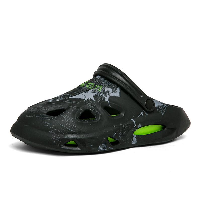 Men's color matching indoor and outdoor beach shoes large size hole shoes summer driving platform sandals