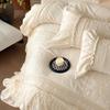 Contemporary Minimalist Carved Milk Velvet Warm Lace Bedding Set