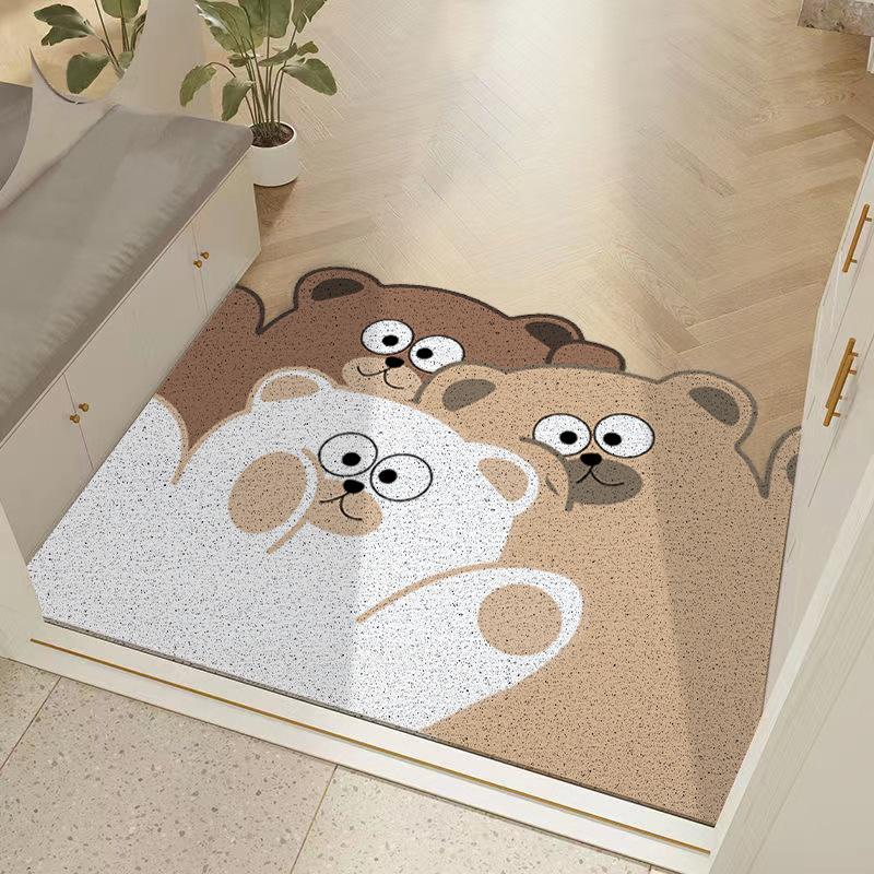 Cute Animal Entrance Door Rubbing Soil Foot Pad Waterproof Non-Slip Silk Ring Floor Mat Household Living Room Bathroom Door Mat