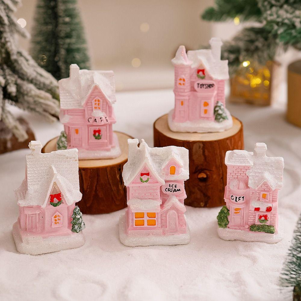 Luminous Christmas Glowing Small House Cute Christmas House Ornament  New Year Decoration