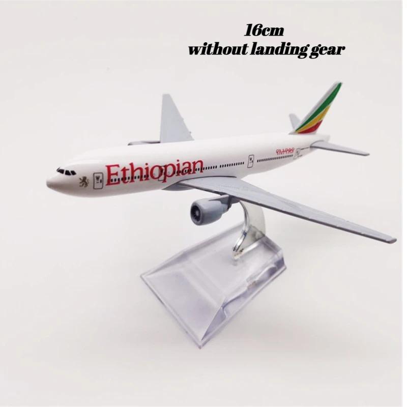 

16см/20см Авиакомпания Ethiopian Airlines Boeing 777 Модель самолета из литого сплава Самолеты со стойкой Модель Игрушка Коллекция Дисплей Фан белый