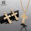 Hip Hop Gold Color Zirconia Dog Paw Pendant Necklace for Men Larger Cross Stainless Steel Jewelry Rock Women's Accessory Gift