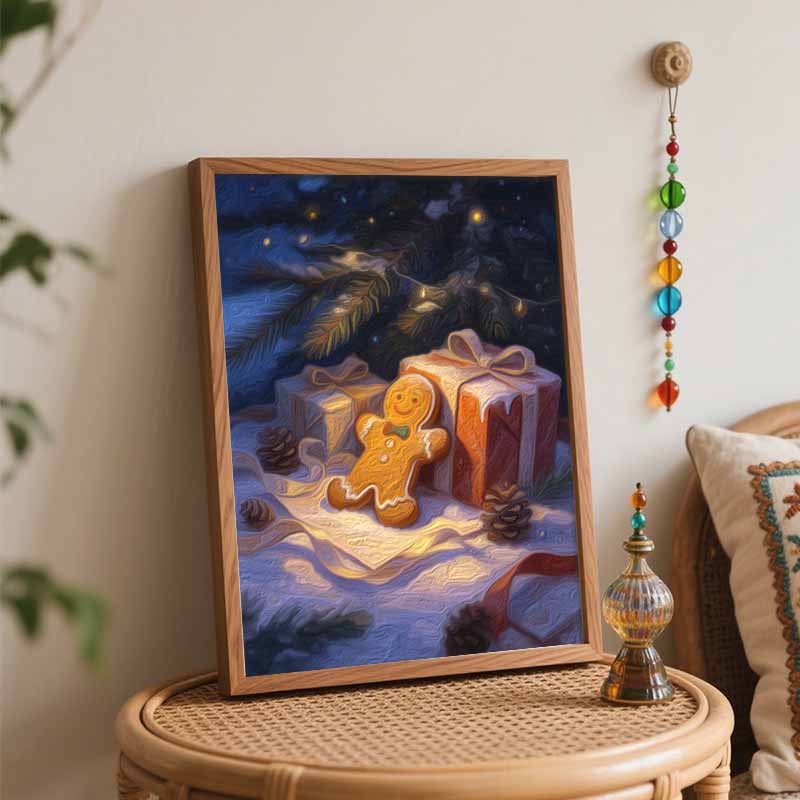 Christmas Gingerbread Man Gift Box Pine Cone Digital Painting Oil Painting Art Kit Hand Painting Home Decoration Painting