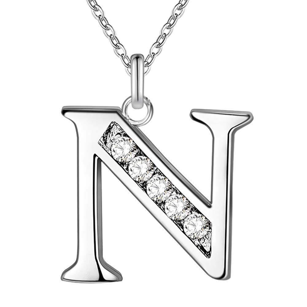 Hip-Hop Diamond Initial Necklace - Stylish 26-Letter Pendant for Men and Women